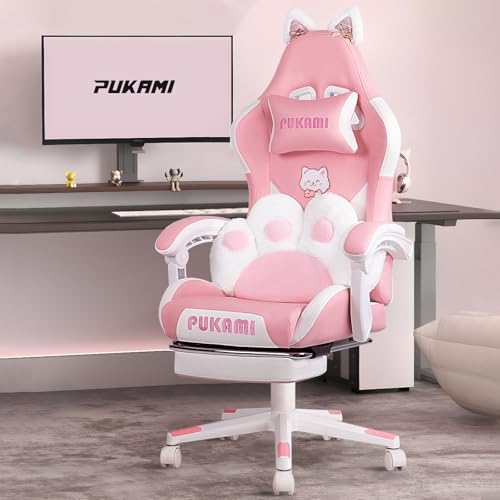Gaming Chair Cushion - كرسي ألعاب وردي لطيف مع آذان