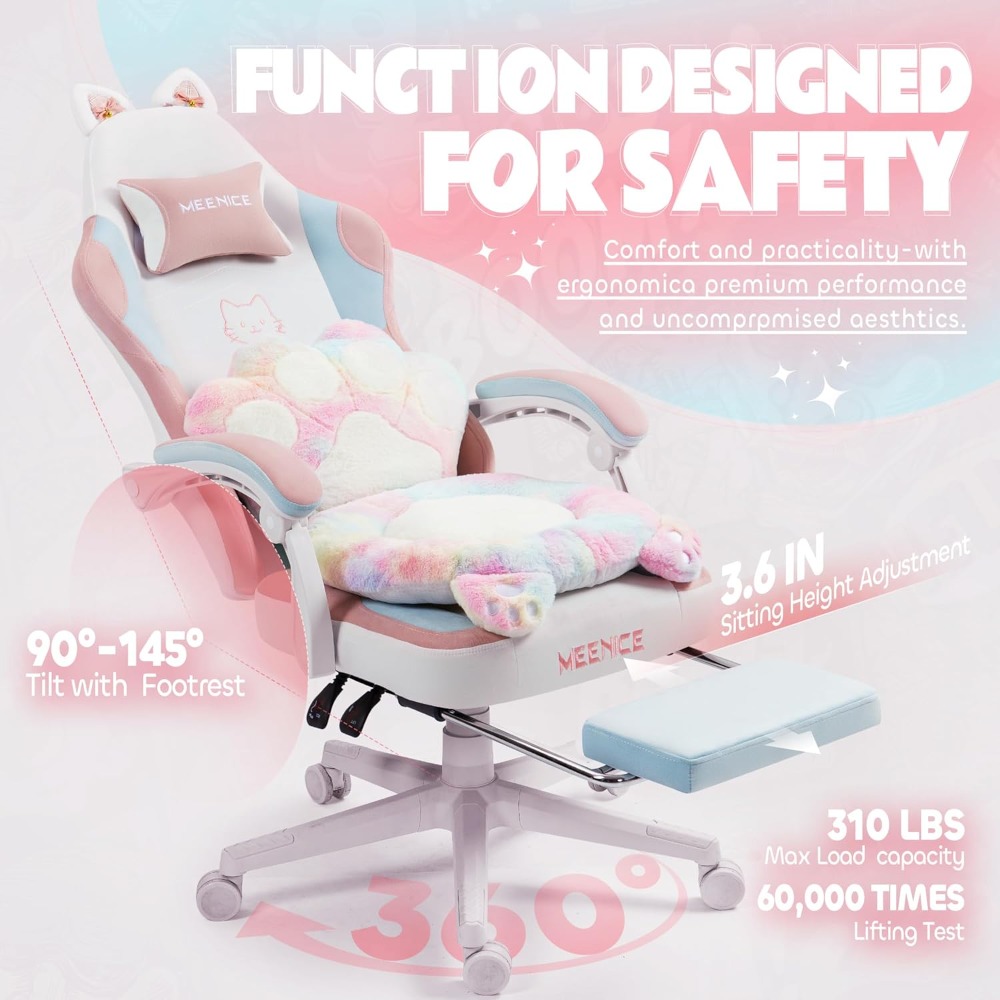 Gaming Chair Cushion - كرسي ألعاب لطيف مع مخلب أذن
